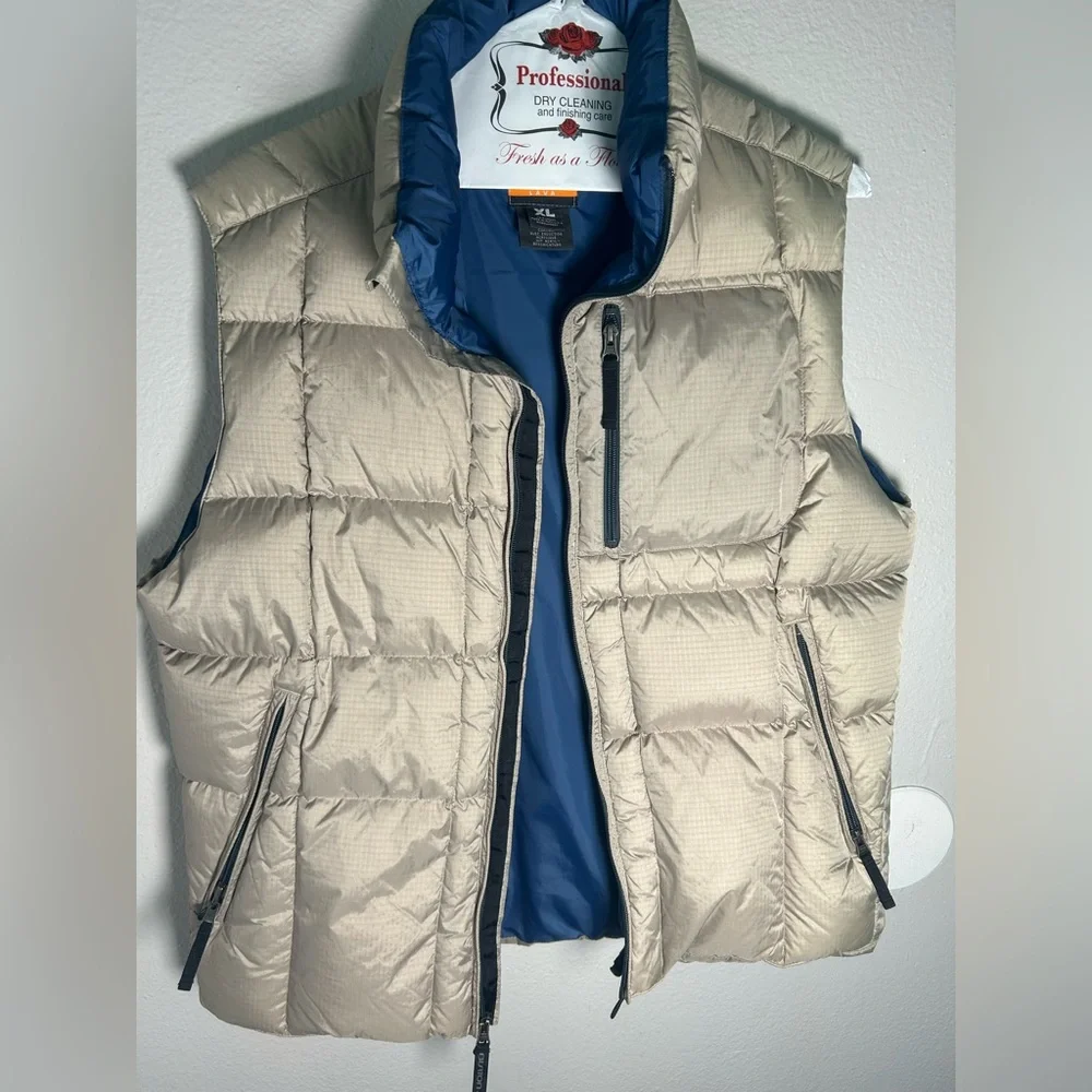 Burton Lava Light Tan Men's Puffer Snow Snowboard Vest Size XL Packable - Picture 2 of 7